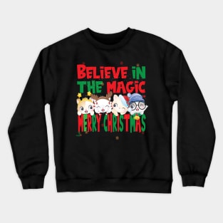 Cute Cats Kittens - Believe in the Magic Merry Christmas - Cat Lovers Xmas Secret Santa Crewneck Sweatshirt